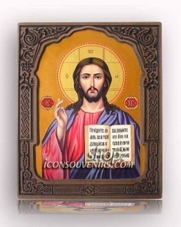 Икона на Иисус Христос с дърворезбована рамка