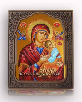 Икона на света Богородица с младенеца с дърворезбована рамка