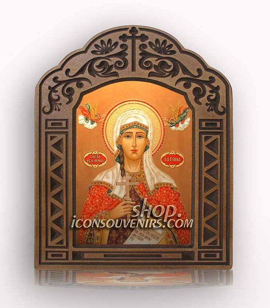 Икона на света мъченица Татяна с дърворезбована рамка