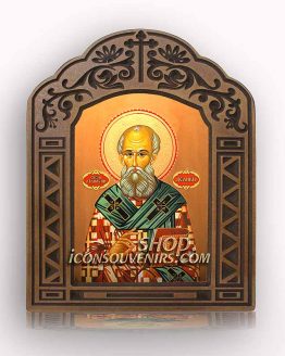 Икона на Икона на Свети Атанасий Велики с дърворезбована рамка