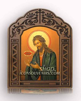 Икона на Свети Йоан Кръстител с дърворезбована рамка
